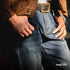 Vintage 11.5oz Washed Denim Jeans – Men’s Straight Fit Ethnic Design Pants with YKK Zipper